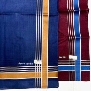 New W/Box  2  Pierre Cardin Paris Men's Handkerchief  Cotton/Silk blend 20" (79)
